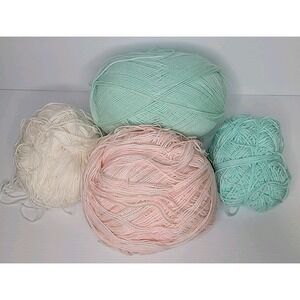 Bernat Lion Brand 5 Various Skeins of Yarn w/ Weight Pink Mint Cream